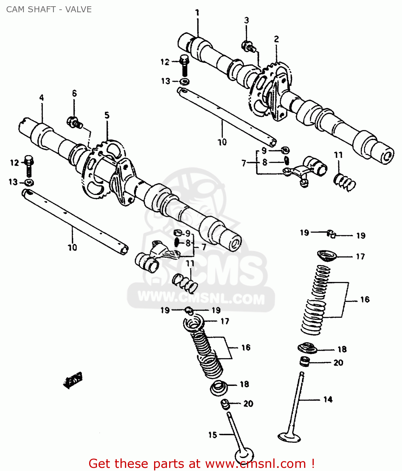 CAM SHAFT - VALVE GSX750F 1997 (V) (E04 E18 E22 E24 E25 E34) P37