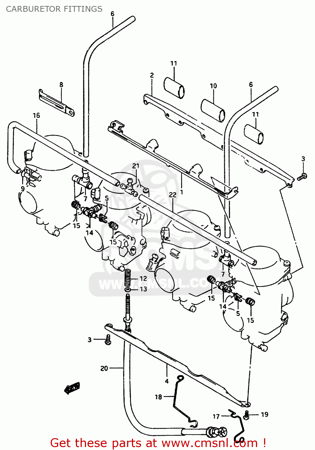CARBURETOR FITTINGS GSX750F 1997 (V) (E04 E18 E22 E24 E25 E34) P37