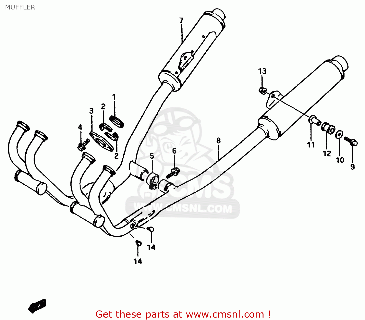 MUFFLER GSX750F 1997 (V) (E04 E18 E22 E24 E25 E34) P37