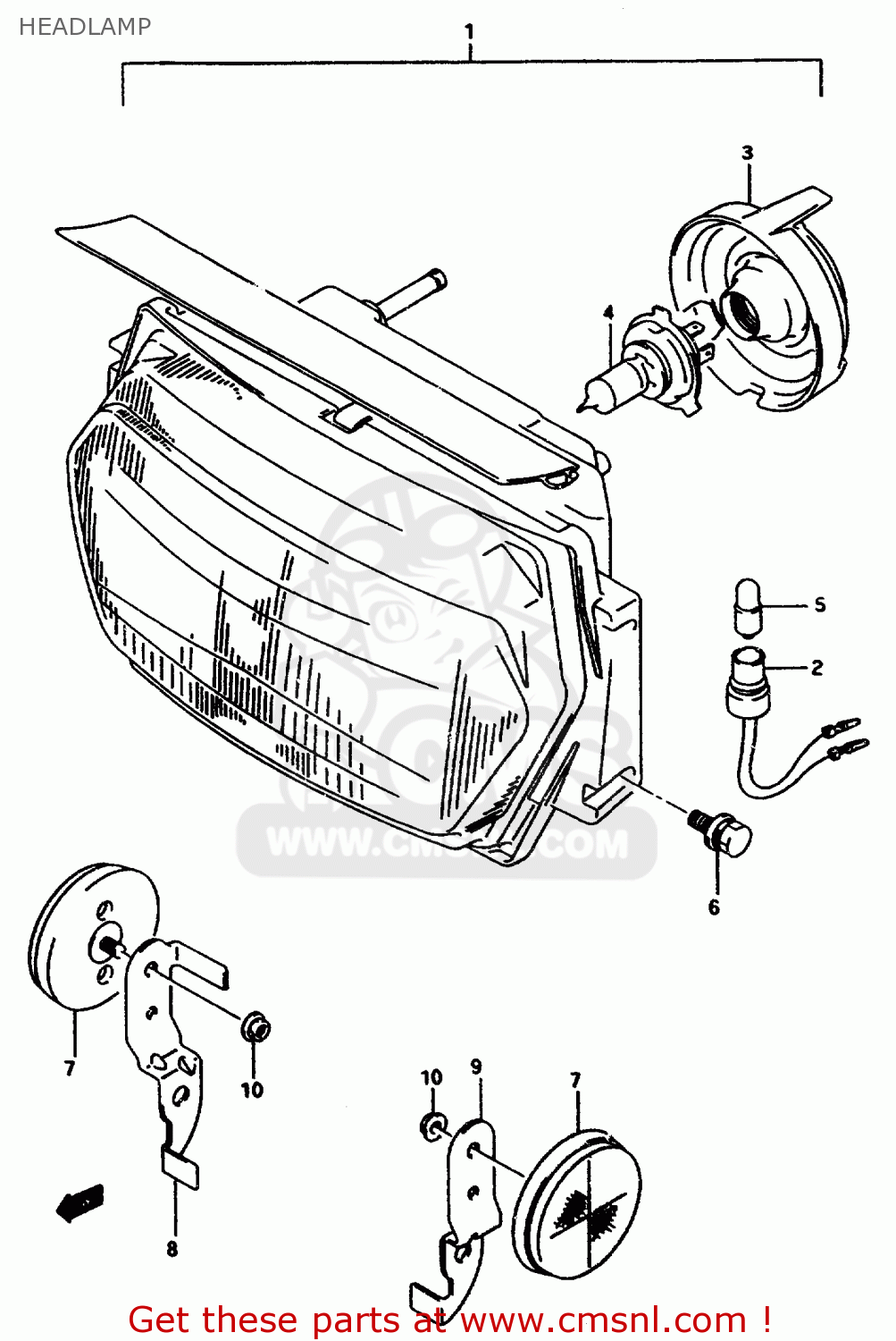 HEADLAMP GSX750F 1997 (V) (E04 E18 E22 E24 E25 E34) P37