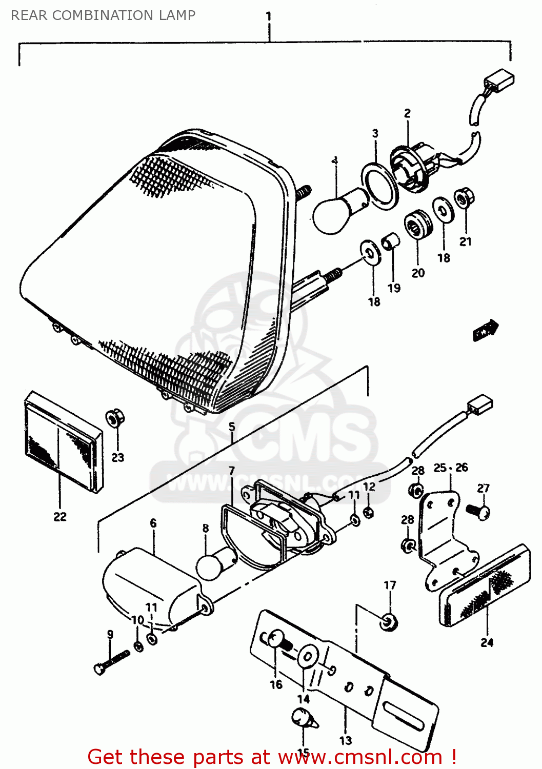 REAR COMBINATION LAMP GSX750F 1997 (V) (E04 E18 E22 E24 E25 E34) P37