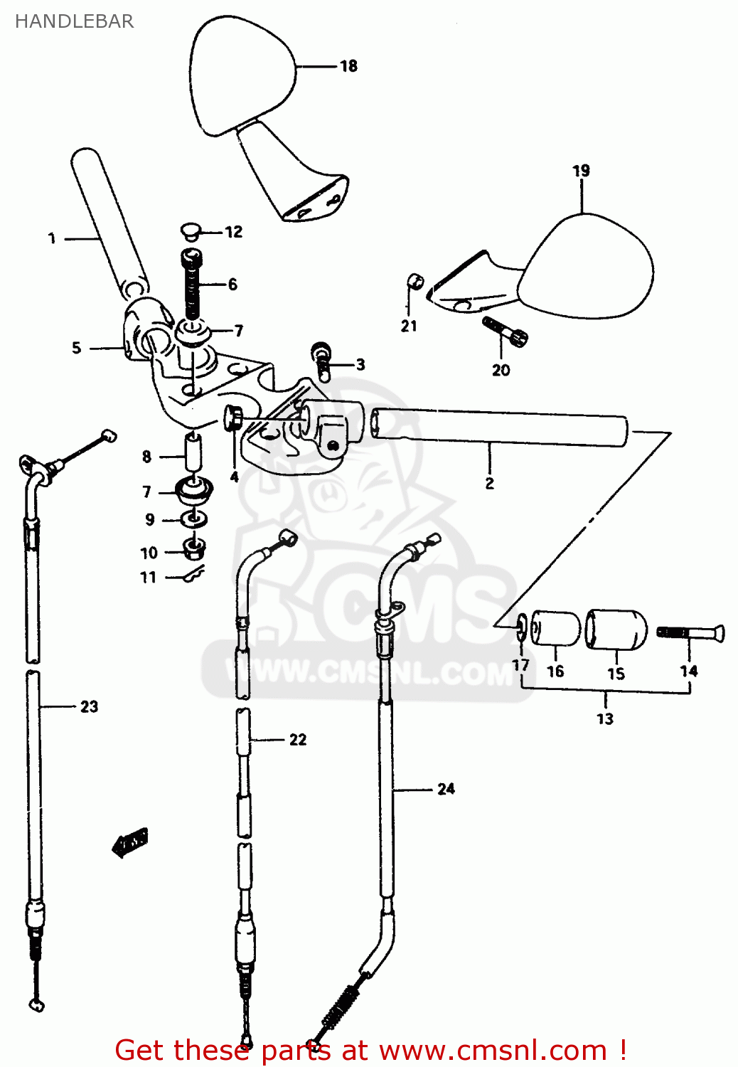 HANDLEBAR GSX750F 1997 (V) (E04 E18 E22 E24 E25 E34) P37
