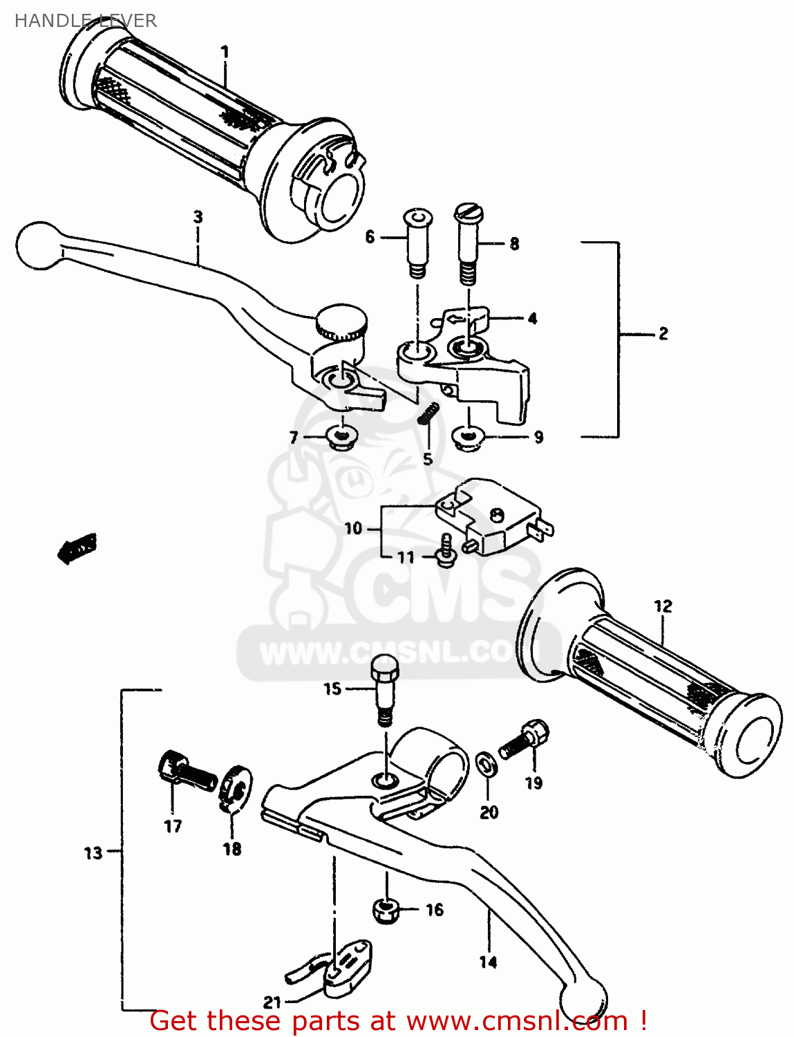 HANDLE LEVER GSX750F 1997 (V) (E04 E18 E22 E24 E25 E34) P37