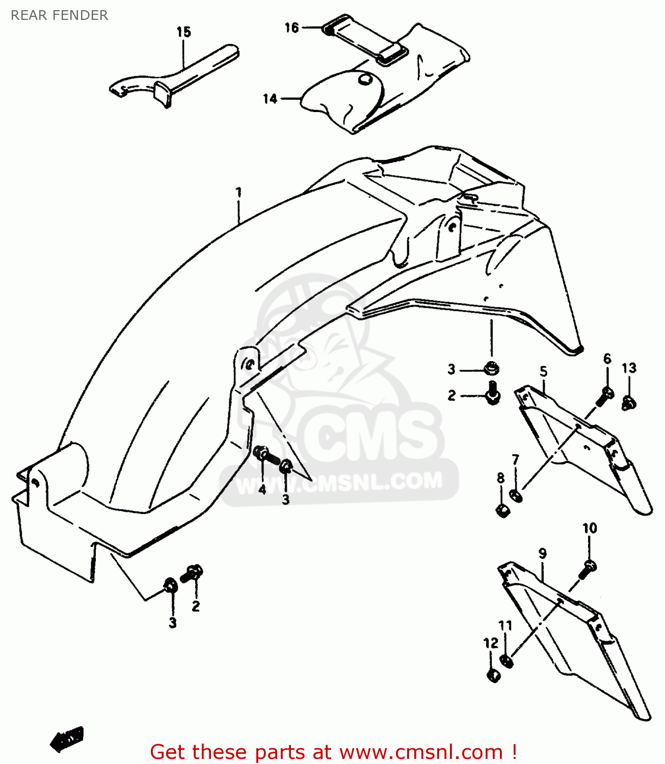 REAR FENDER GSX750F 1997 (V) (E04 E18 E22 E24 E25 E34) P37