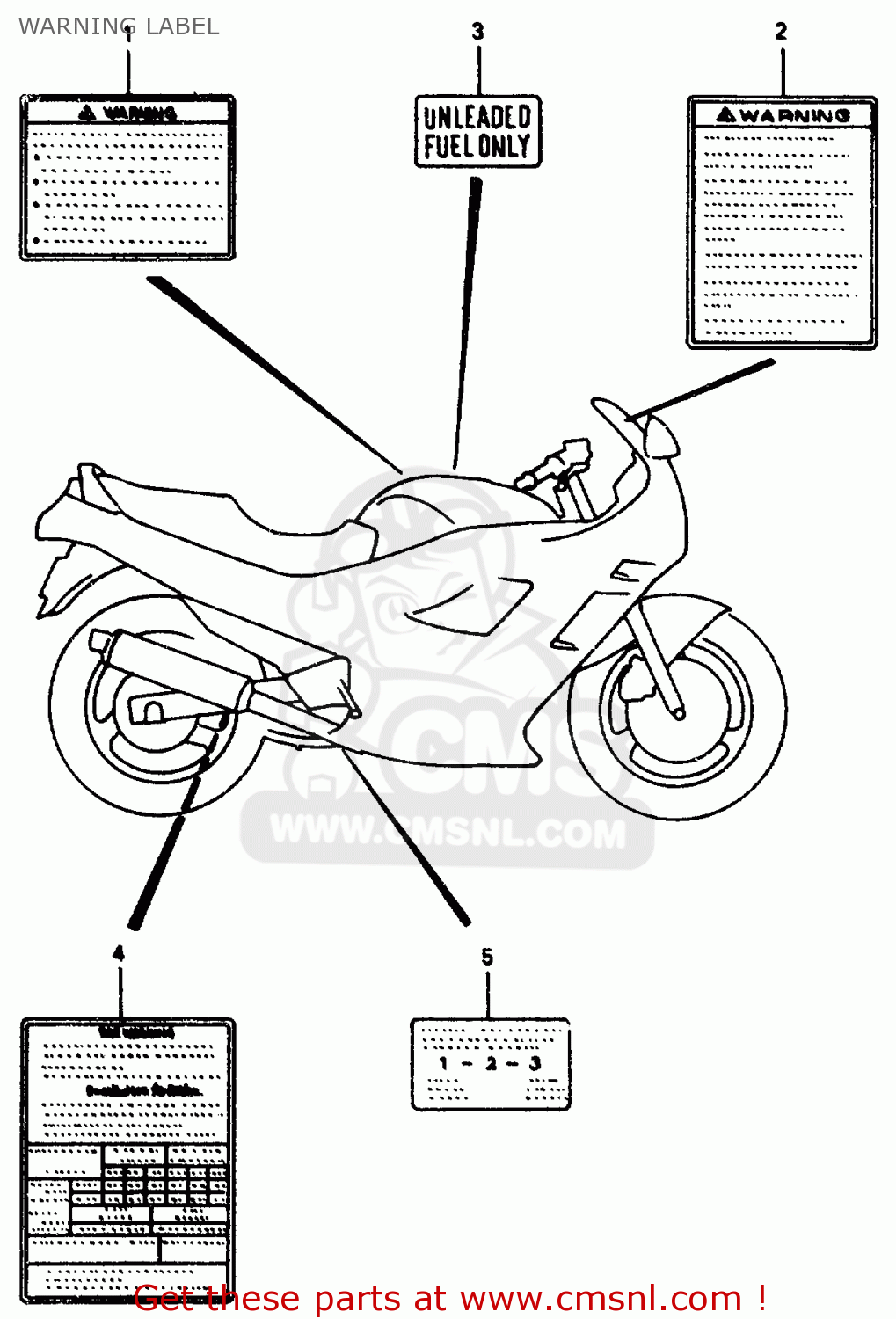 WARNING LABEL GSX750F 1997 (V) (E04 E18 E22 E24 E25 E34) P37