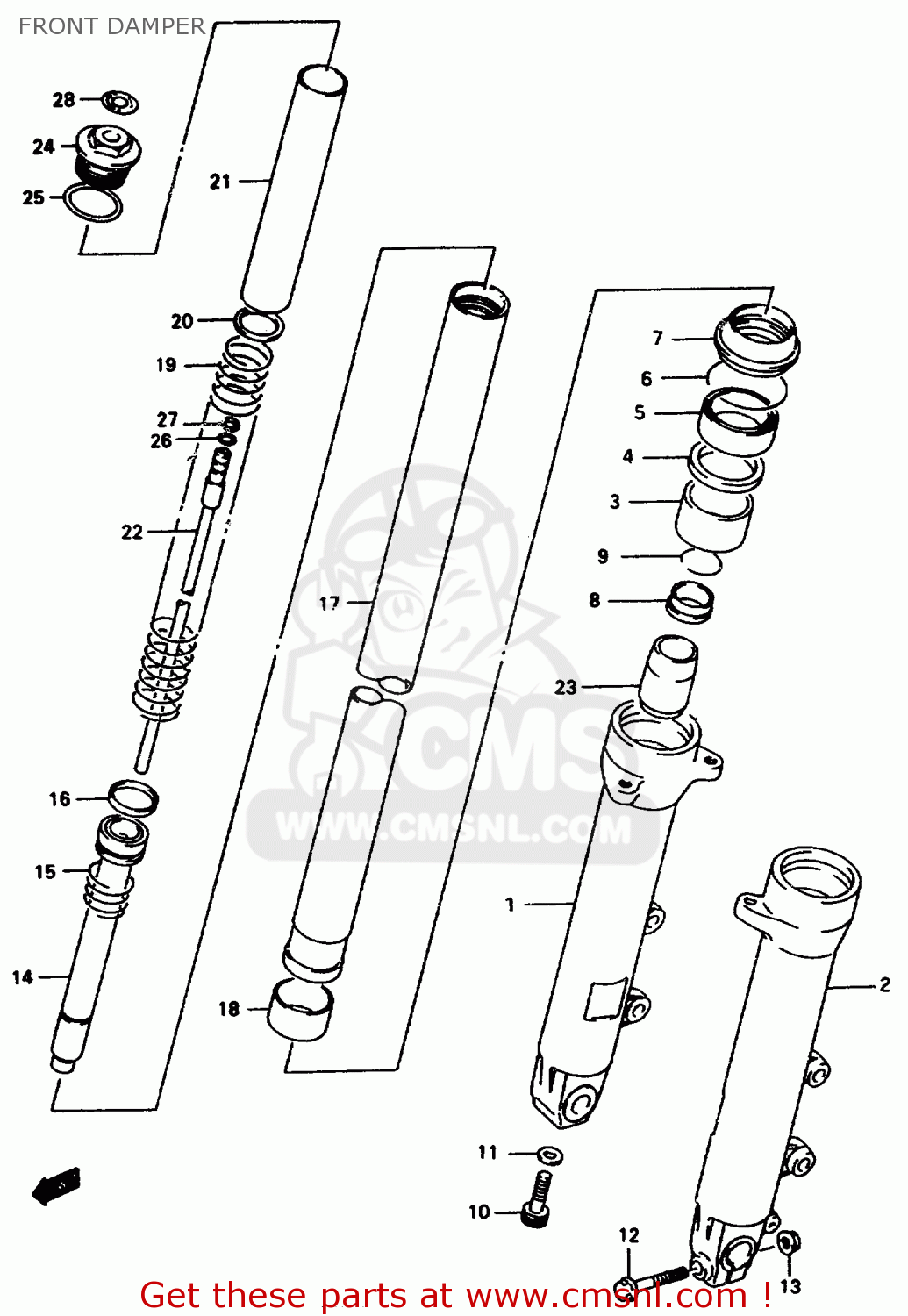 FRONT DAMPER GSX750F 1997 (V) (E04 E18 E22 E24 E25 E34) P37