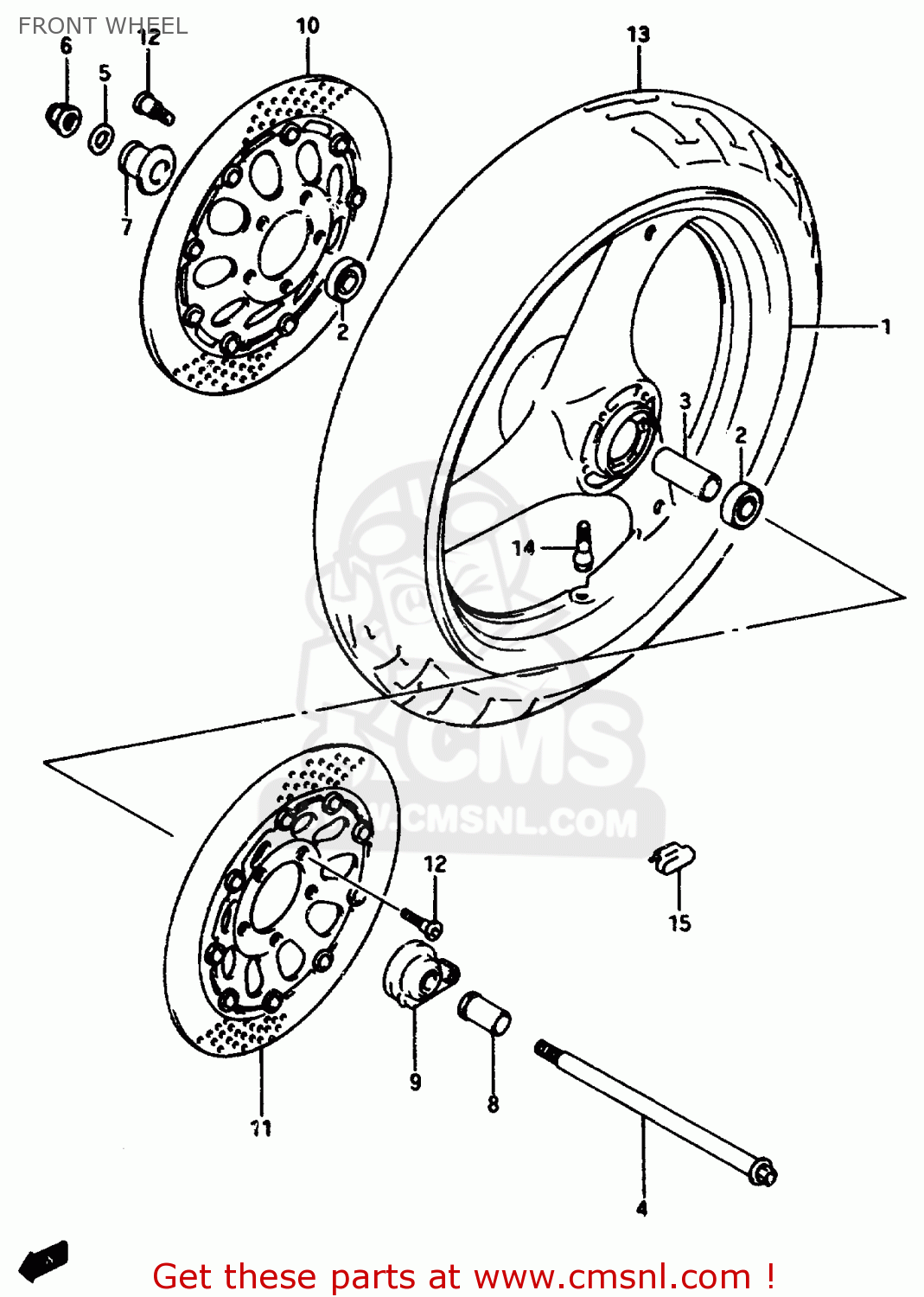 FRONT WHEEL GSX750F 1997 (V) (E04 E18 E22 E24 E25 E34) P37