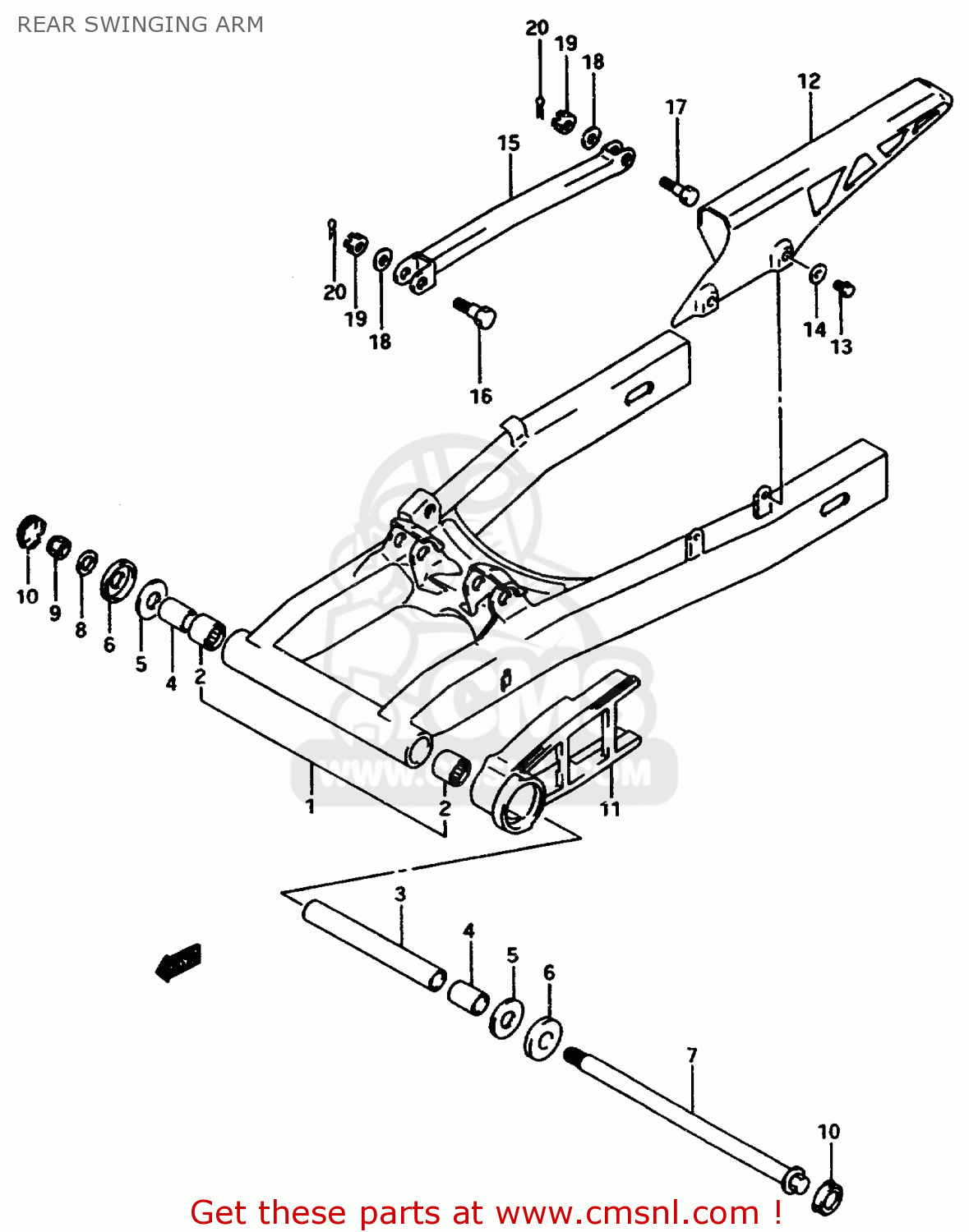 REAR SWINGING ARM GSX750F 1997 (V) (E04 E18 E22 E24 E25 E34) P37