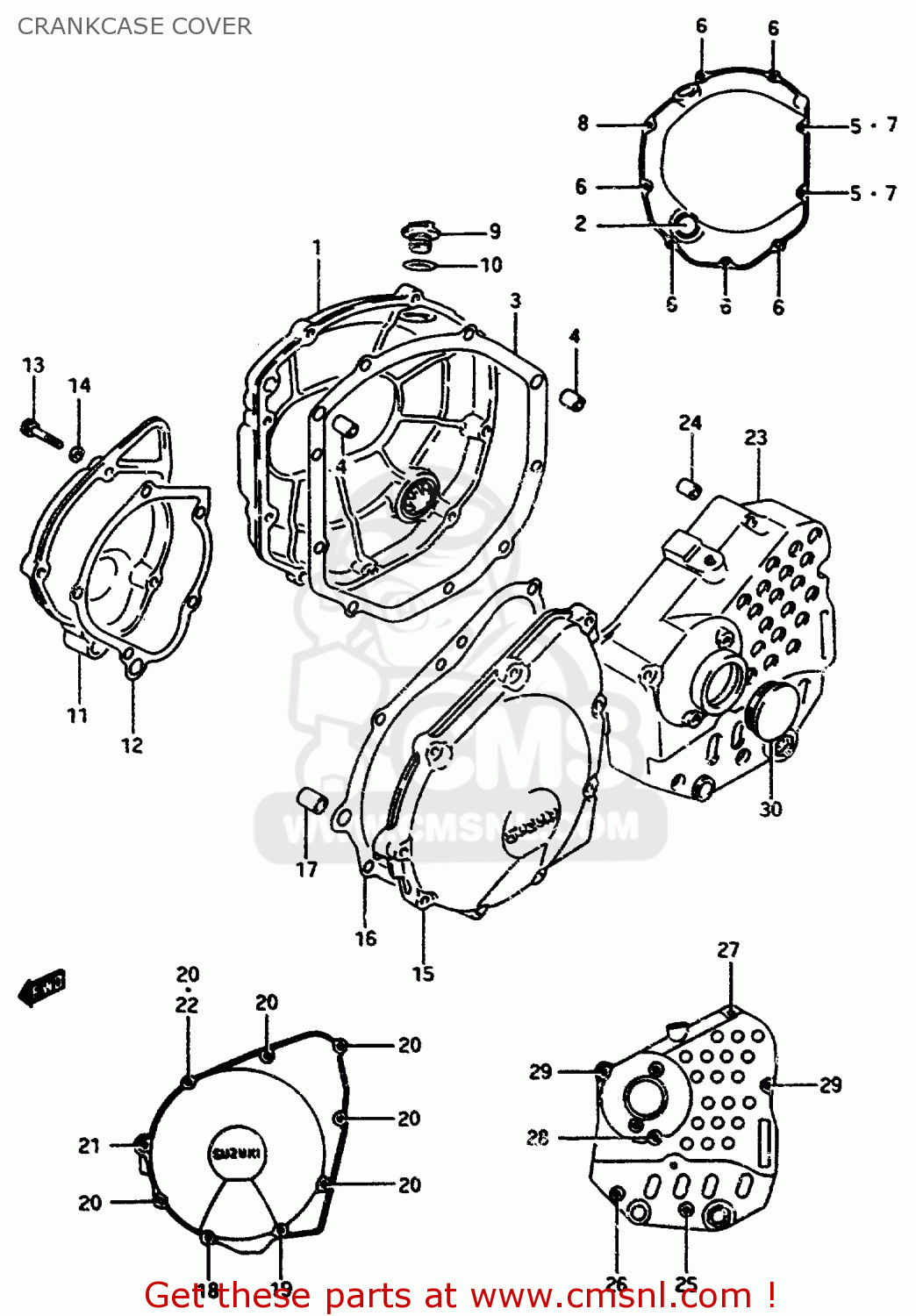 CRANKCASE COVER GSX750F 1997 (V) (E04 E18 E22 E24 E25 E34) P37