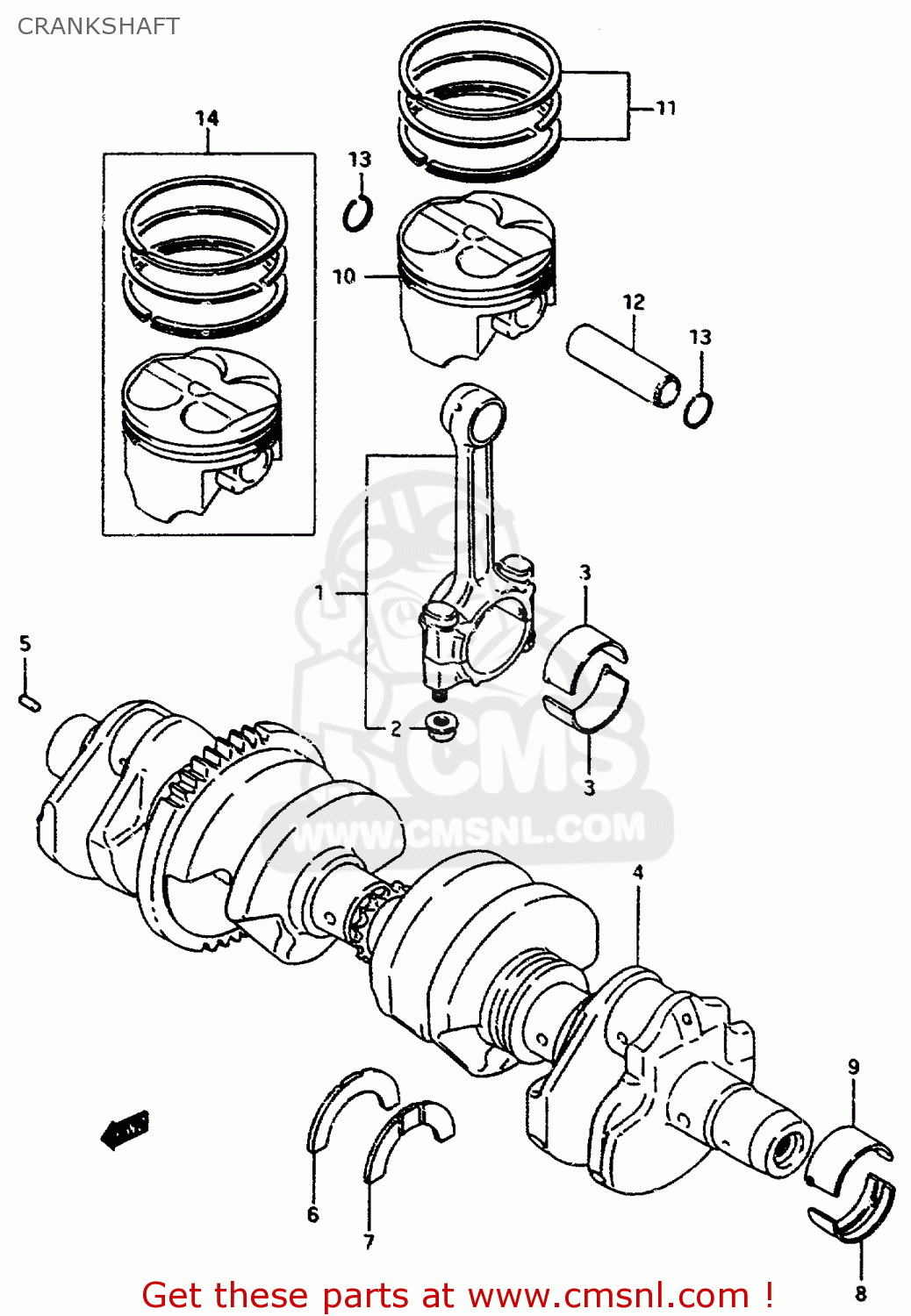 CRANKSHAFT GSX750F 1997 (V) (E04 E18 E22 E24 E25 E34) P37