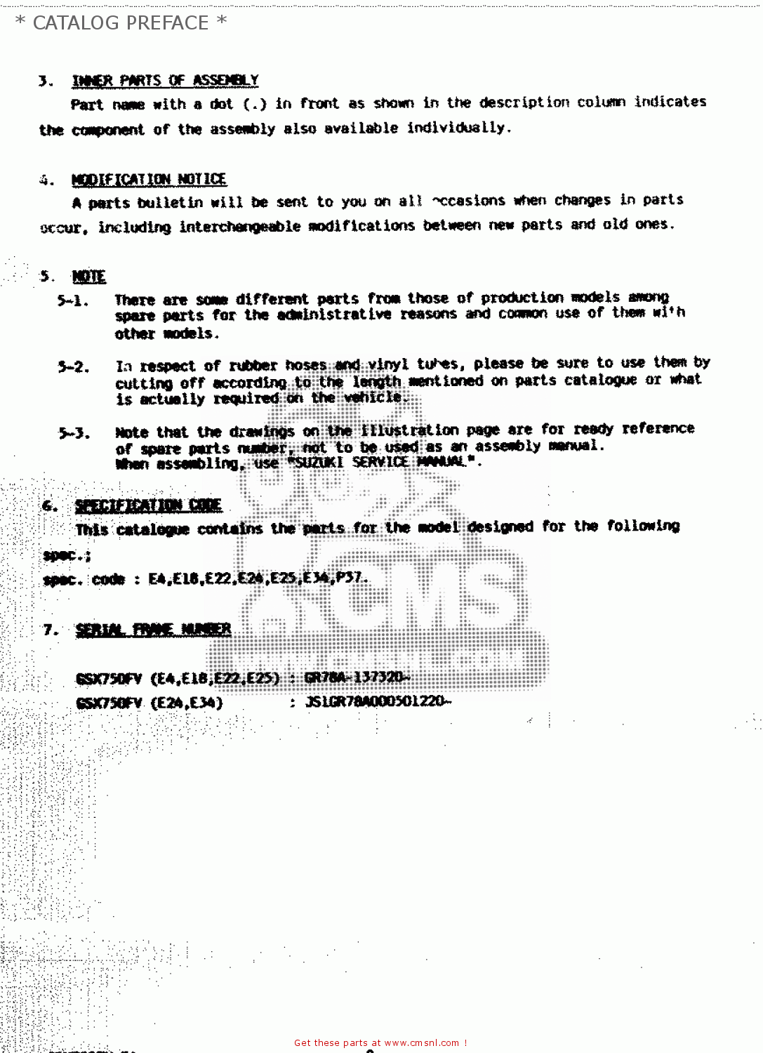 * CATALOG PREFACE * GSX750F 1997 (V) (E04 E18 E22 E24 E25 E34) P37