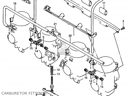 CARBURETOR FITTINGS - GSX750F 1997 (V) (E04 E18 E22 E24 E25 E34) P37