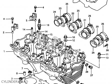 CYLINDER HEAD - GSX750F 1997 (V) (E04 E18 E22 E24 E25 E34) P37