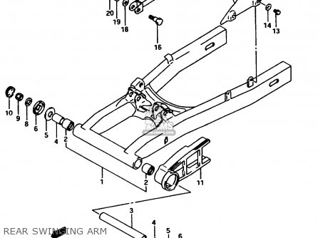 REAR SWINGING ARM - GSX750F 1997 (V) (E04 E18 E22 E24 E25 E34) P37