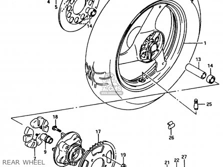 REAR WHEEL - GSX750F 1997 (V) (E04 E18 E22 E24 E25 E34) P37