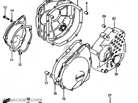 CRANKCASE COVER - GSX750F 1997 (V) (E04 E18 E22 E24 E25 E34) P37