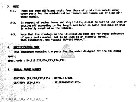 * CATALOG PREFACE * - GSX750F 1997 (V) (E04 E18 E22 E24 E25 E34) P37