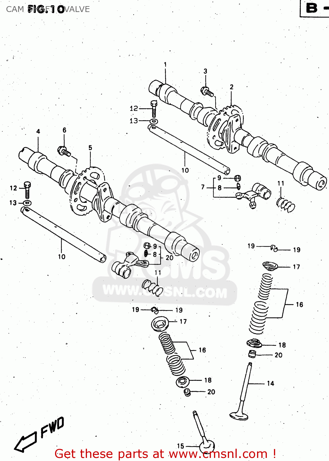 CAM SHAFT - VALVE GSX750F 1998 (W) (E02 E04 E17 E18 E22 E24 E25 E34) P37