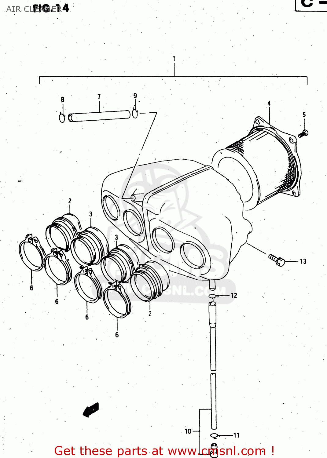 AIR CLEANER GSX750F 1998 (W) (E02 E04 E17 E18 E22 E24 E25 E34) P37