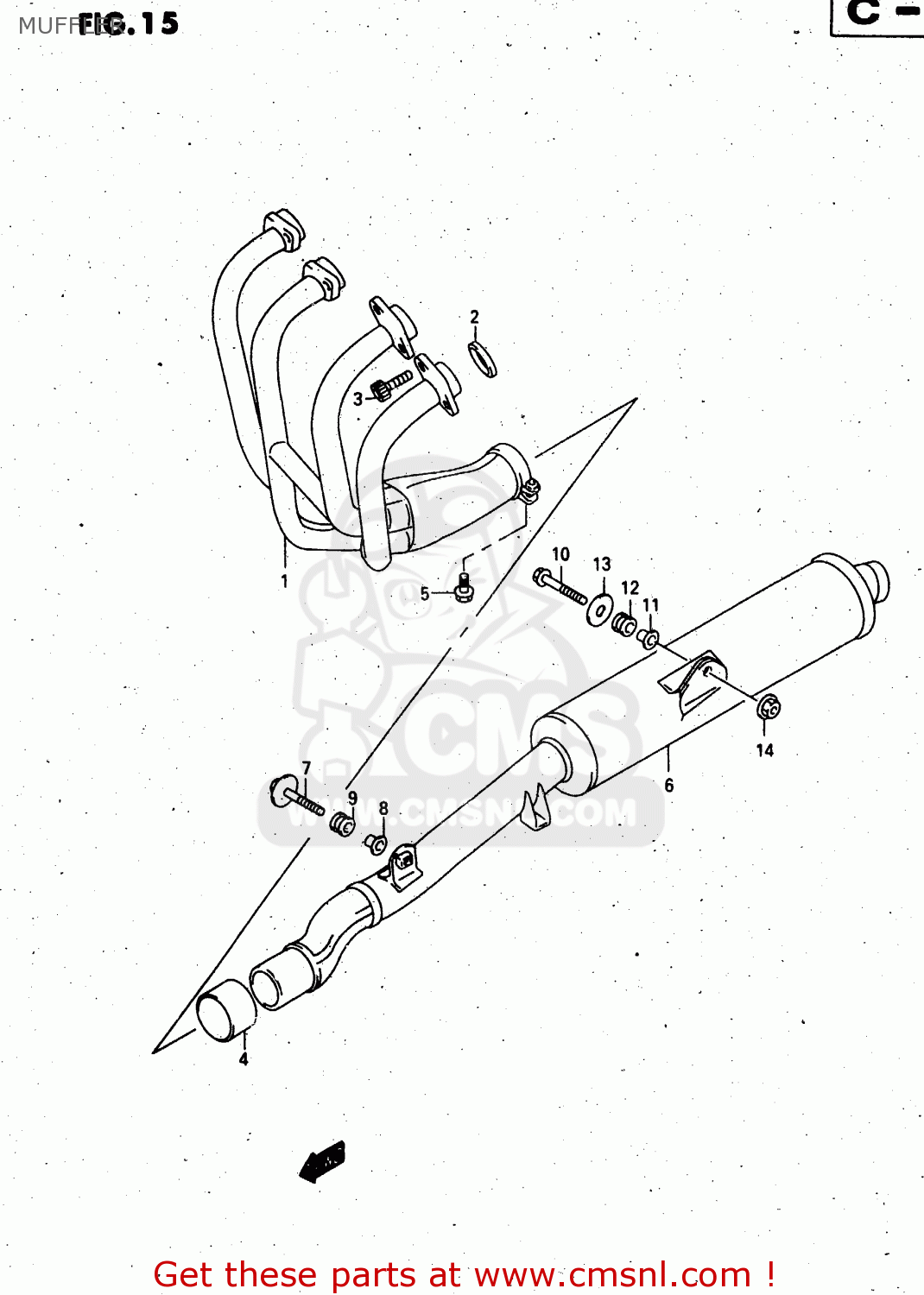 MUFFLER GSX750F 1998 (W) (E02 E04 E17 E18 E22 E24 E25 E34) P37