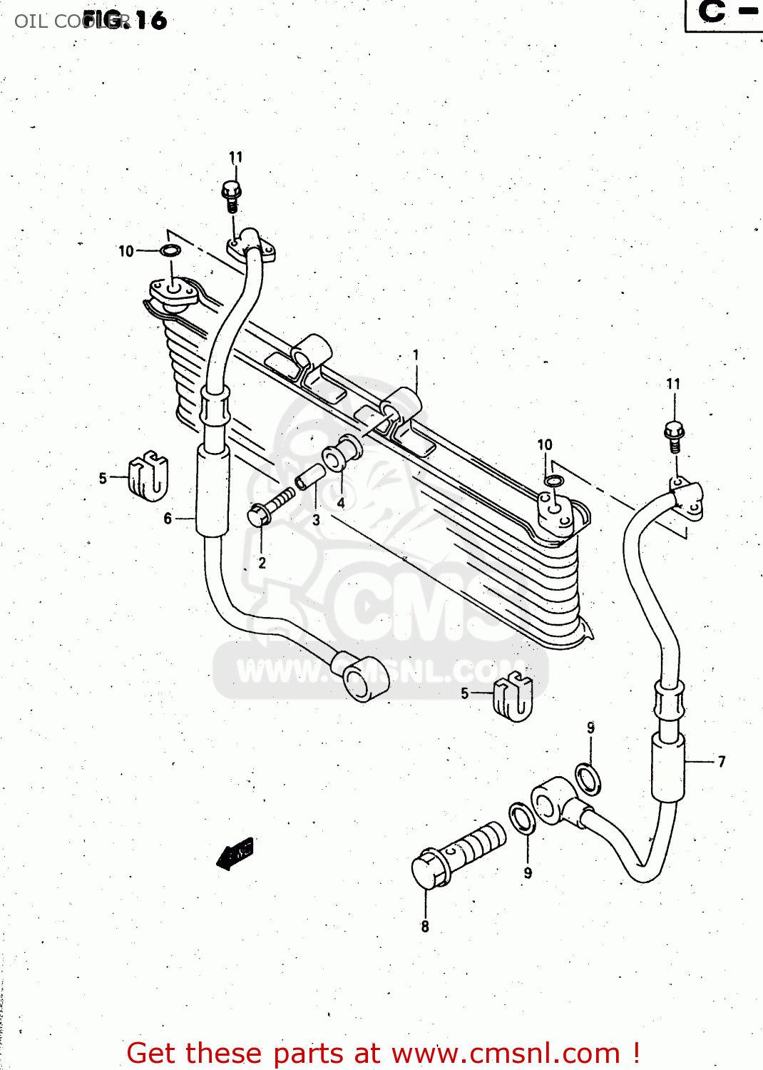 OIL COOLER GSX750F 1998 (W) (E02 E04 E17 E18 E22 E24 E25 E34) P37