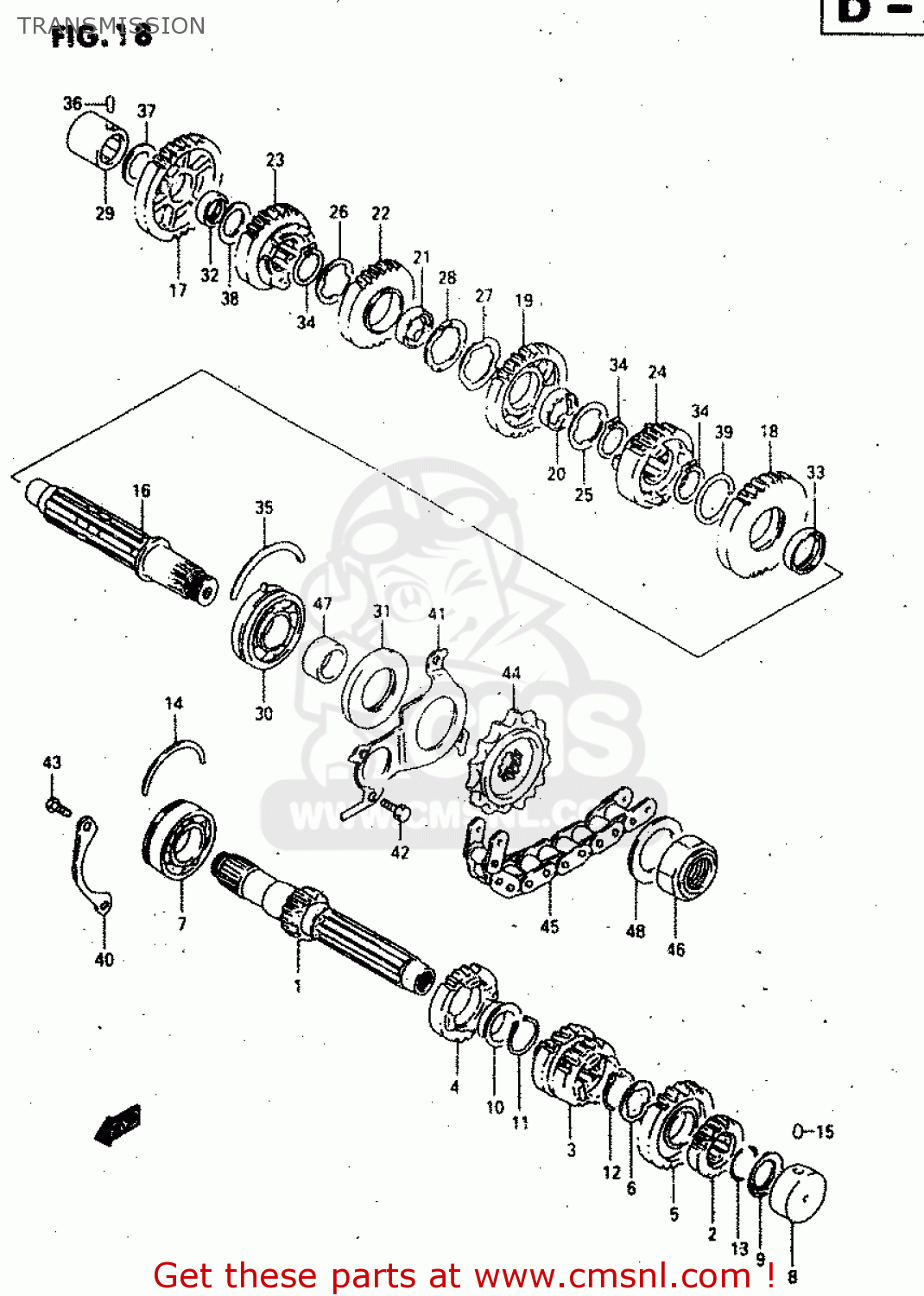 TRANSMISSION GSX750F 1998 (W) (E02 E04 E17 E18 E22 E24 E25 E34) P37