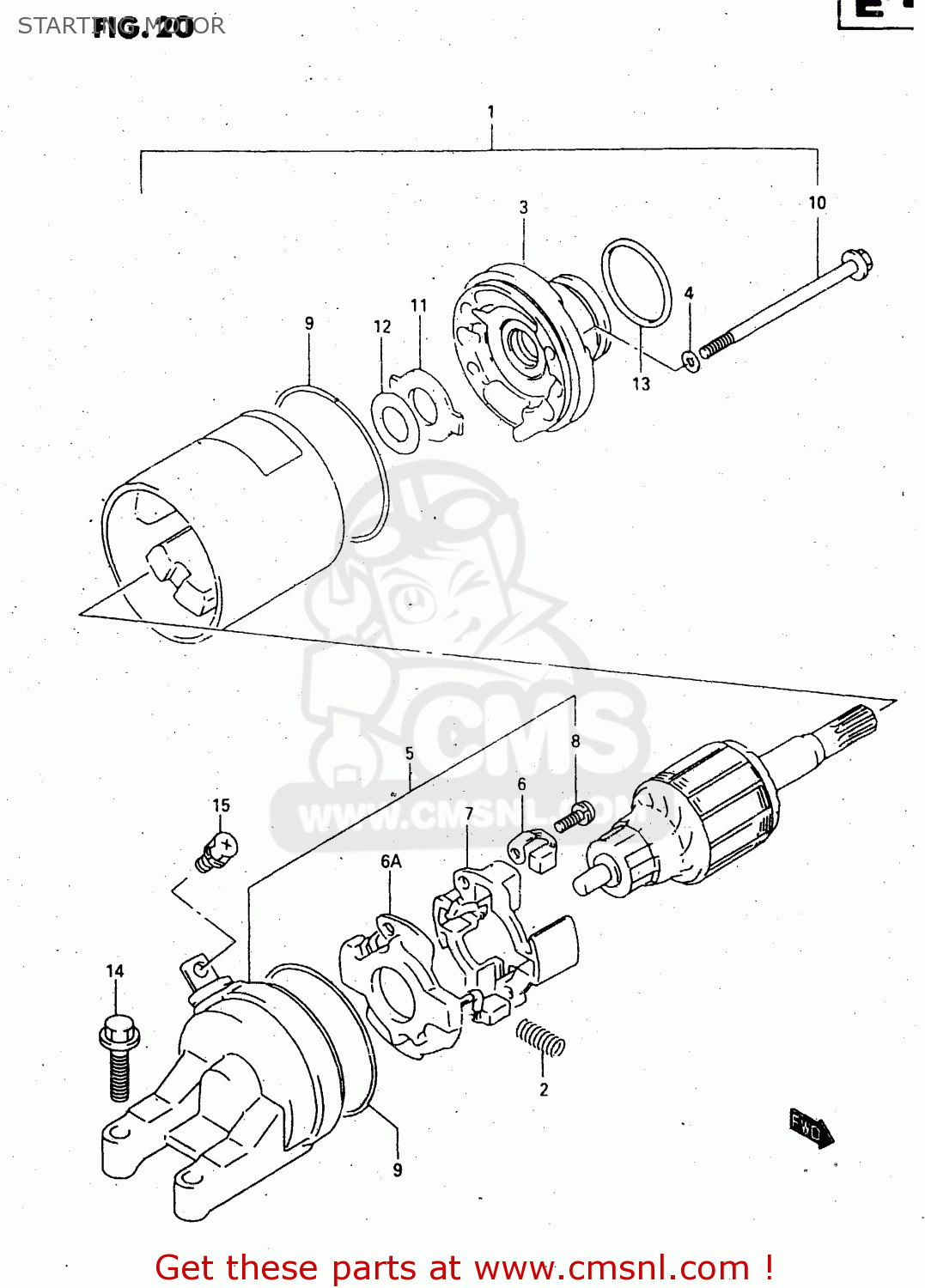 STARTING MOTOR GSX750F 1998 (W) (E02 E04 E17 E18 E22 E24 E25 E34) P37