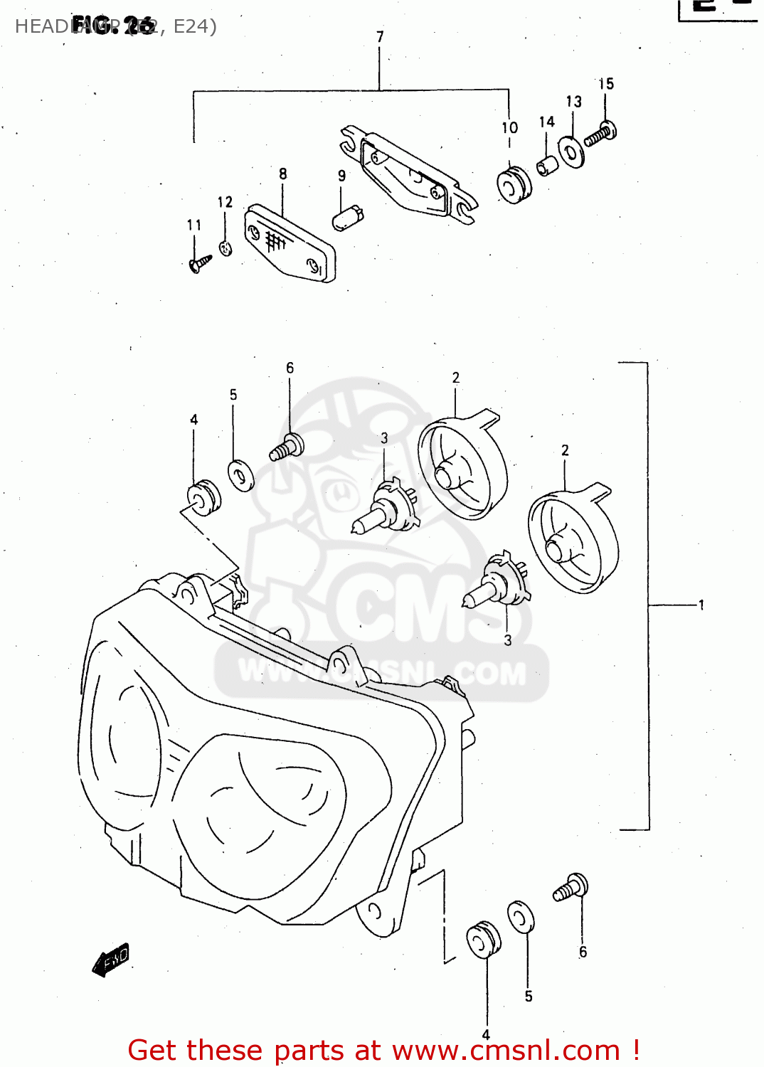 HEADLAMP (E2, E24) GSX750F 1998 (W) (E02 E04 E17 E18 E22 E24 E25 E34) P37