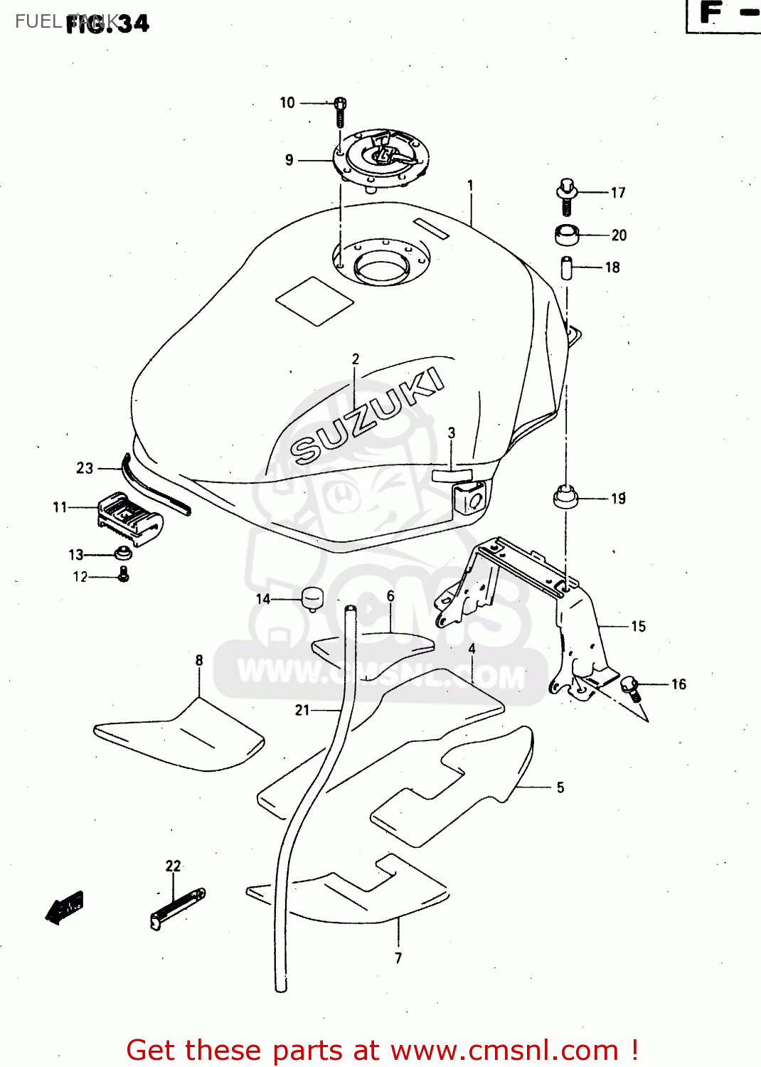 FUEL TANK GSX750F 1998 (W) (E02 E04 E17 E18 E22 E24 E25 E34) P37