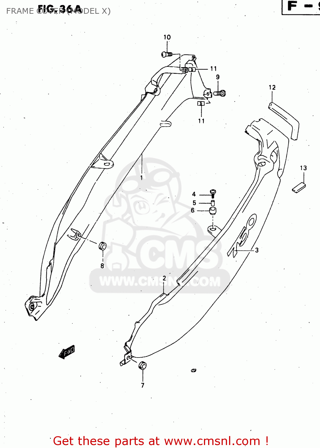 FRAME COVER (MODEL X) GSX750F 1998 (W) (E02 E04 E17 E18 E22 E24 E25 E34) P37