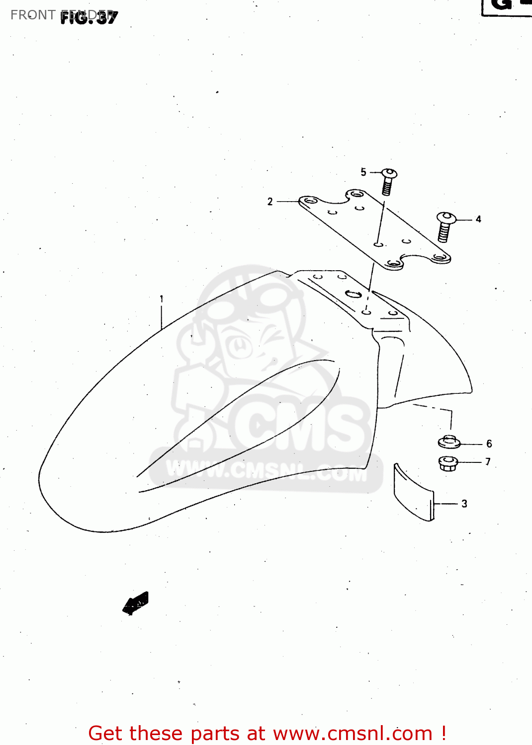 FRONT FENDER GSX750F 1998 (W) (E02 E04 E17 E18 E22 E24 E25 E34) P37