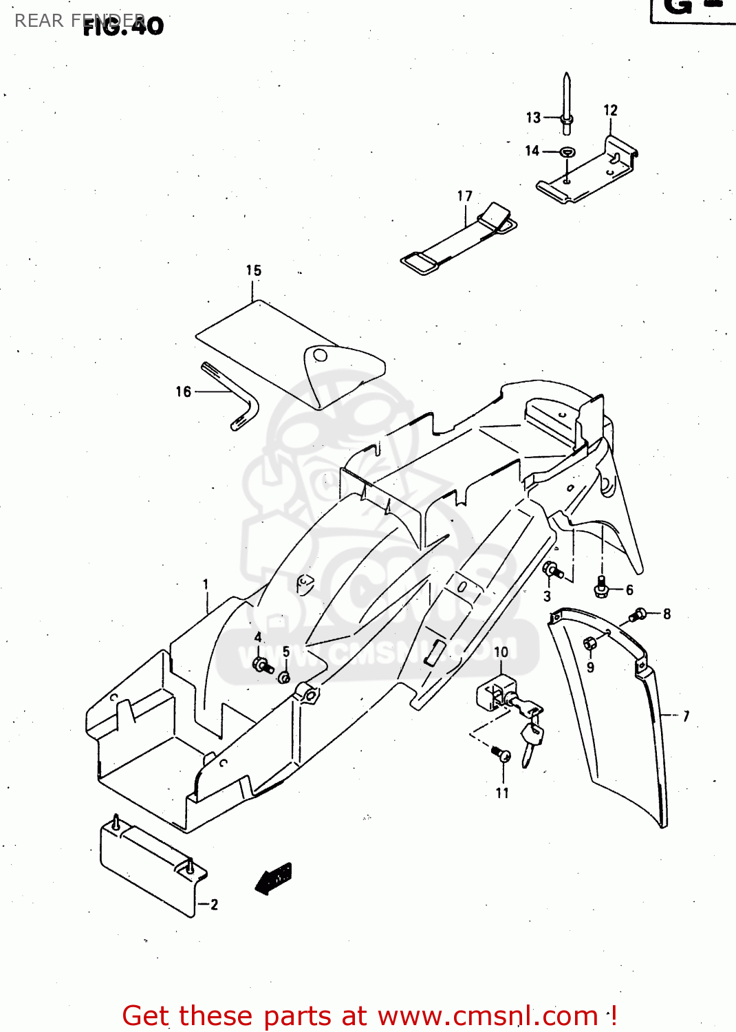 REAR FENDER GSX750F 1998 (W) (E02 E04 E17 E18 E22 E24 E25 E34) P37
