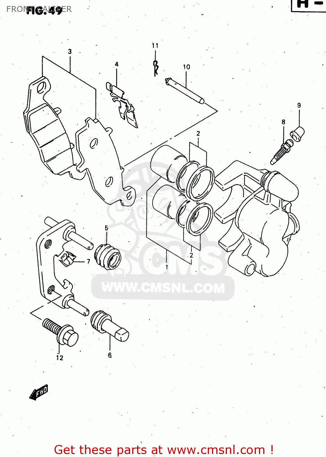 FRONT CALIPER GSX750F 1998 (W) (E02 E04 E17 E18 E22 E24 E25 E34) P37