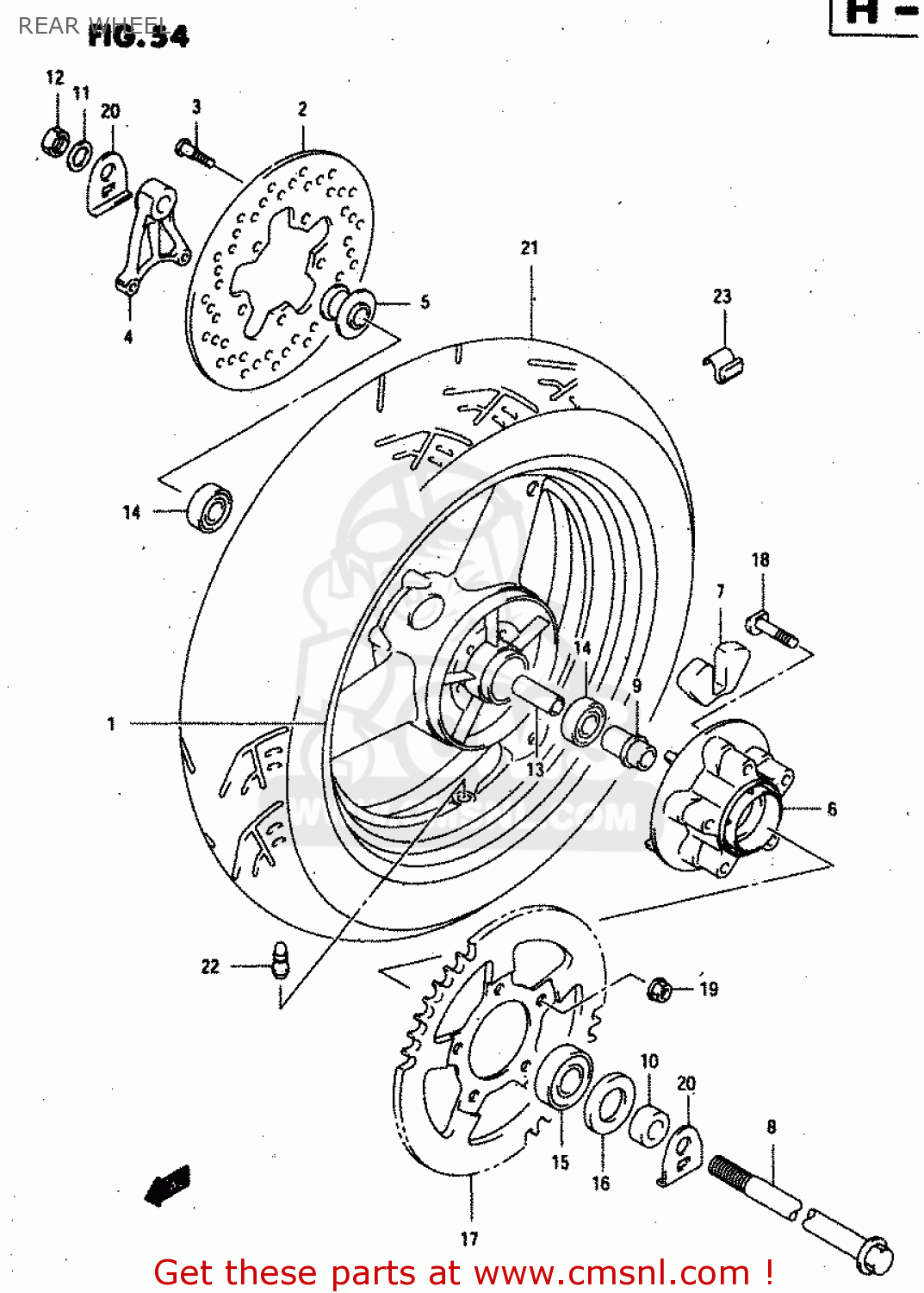 REAR WHEEL GSX750F 1998 (W) (E02 E04 E17 E18 E22 E24 E25 E34) P37