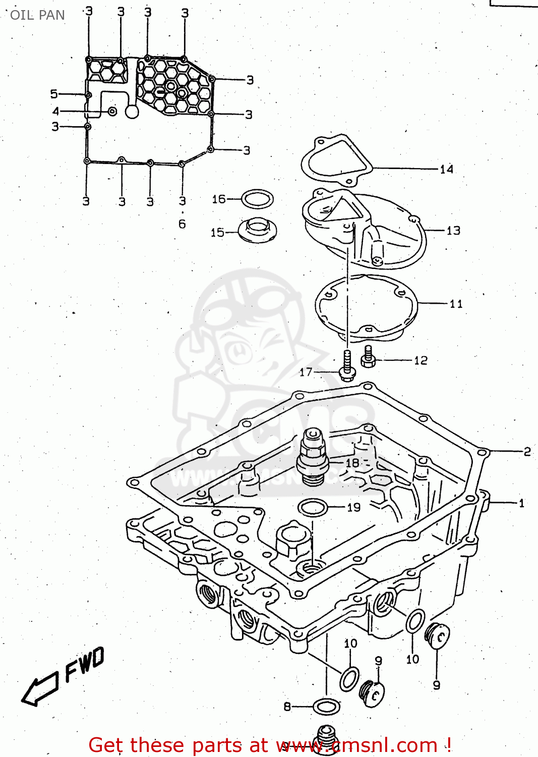 OIL PAN GSX750F 1998 (W) (E02 E04 E17 E18 E22 E24 E25 E34) P37