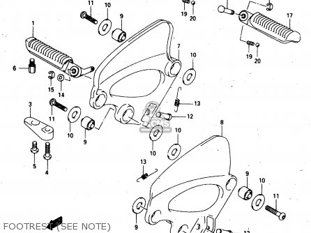 FOOTREST (SEE NOTE) - GSX750F 1998 (W) (E02 E04 E17 E18 E22 E24 E25 E34) P37