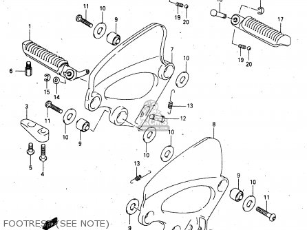 FOOTREST (SEE NOTE) - GSX750F 1998 (W) (E02 E04 E17 E18 E22 E24 E25 E34) P37