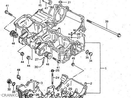 CRANKCASE - GSX750F 1998 (W) (E02 E04 E17 E18 E22 E24 E25 E34) P37