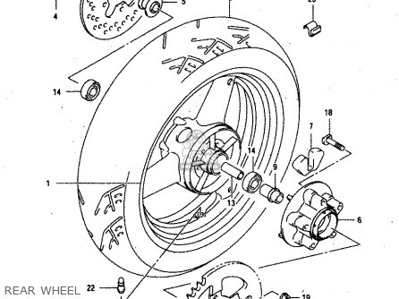 REAR WHEEL - GSX750F 1998 (W) (E02 E04 E17 E18 E22 E24 E25 E34) P37