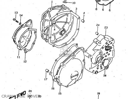 CRANKCASE COVER - GSX750F 1998 (W) (E02 E04 E17 E18 E22 E24 E25 E34) P37