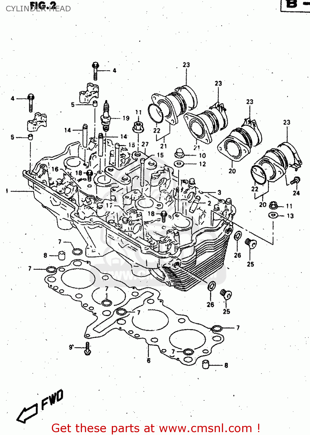 CYLINDER HEAD GSX750F 1999 (X) (E02 E04 E17 E18 E22 E24 E25 E34)