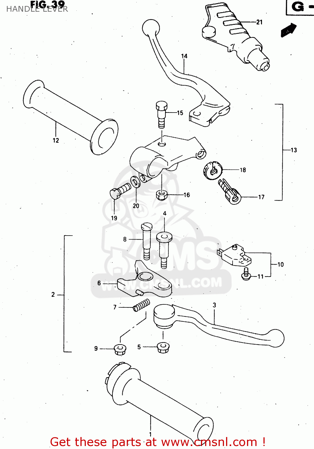 HANDLE LEVER GSX750F 1999 (X) (E02 E04 E17 E18 E22 E24 E25 E34)