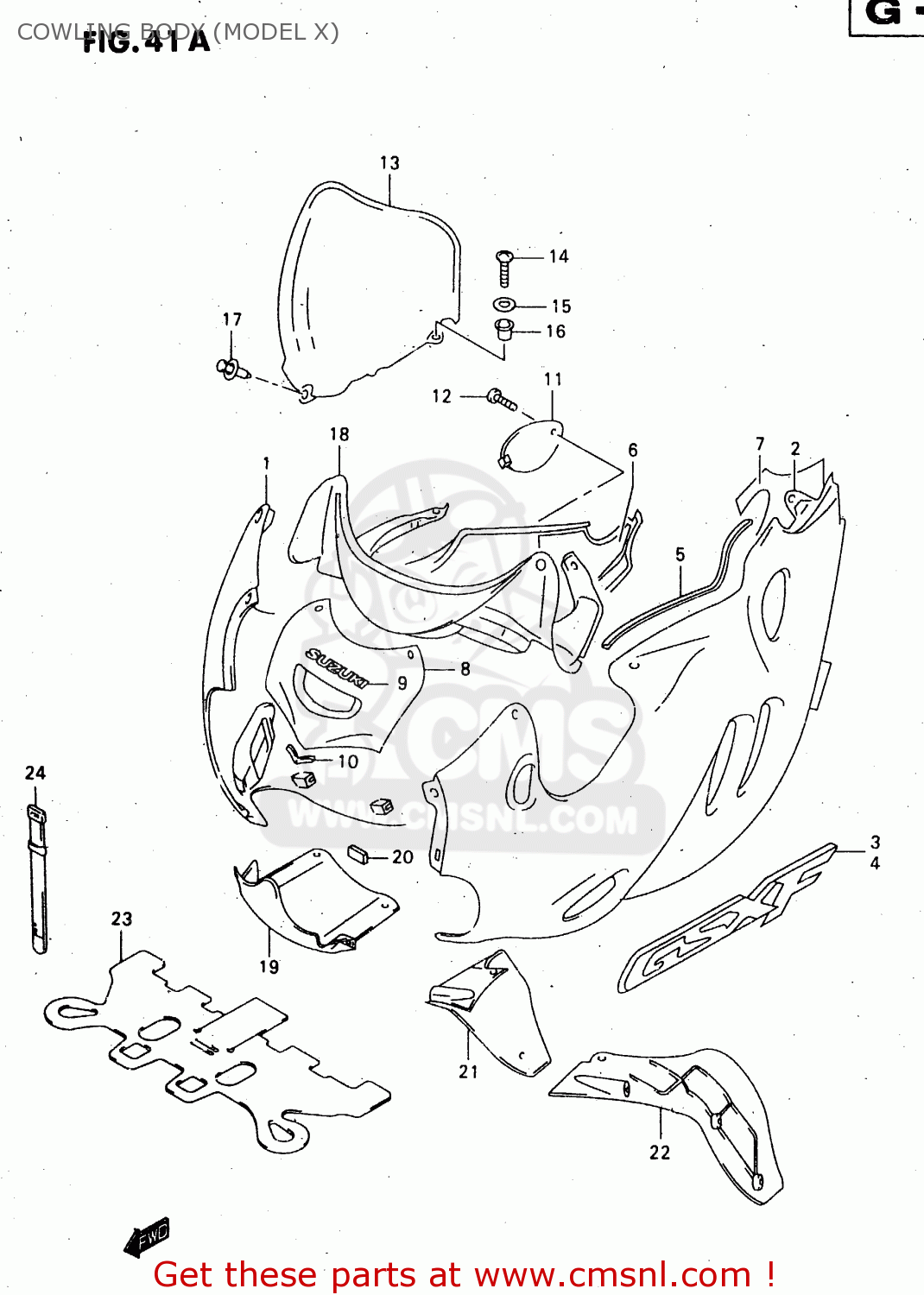 COWLING BODY (MODEL X) GSX750F 1999 (X) (E02 E04 E17 E18 E22 E24 E25 E34)