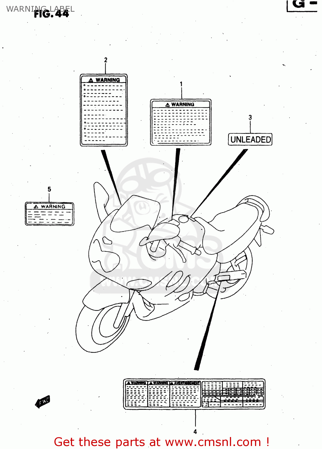 WARNING LABEL GSX750F 1999 (X) (E02 E04 E17 E18 E22 E24 E25 E34)