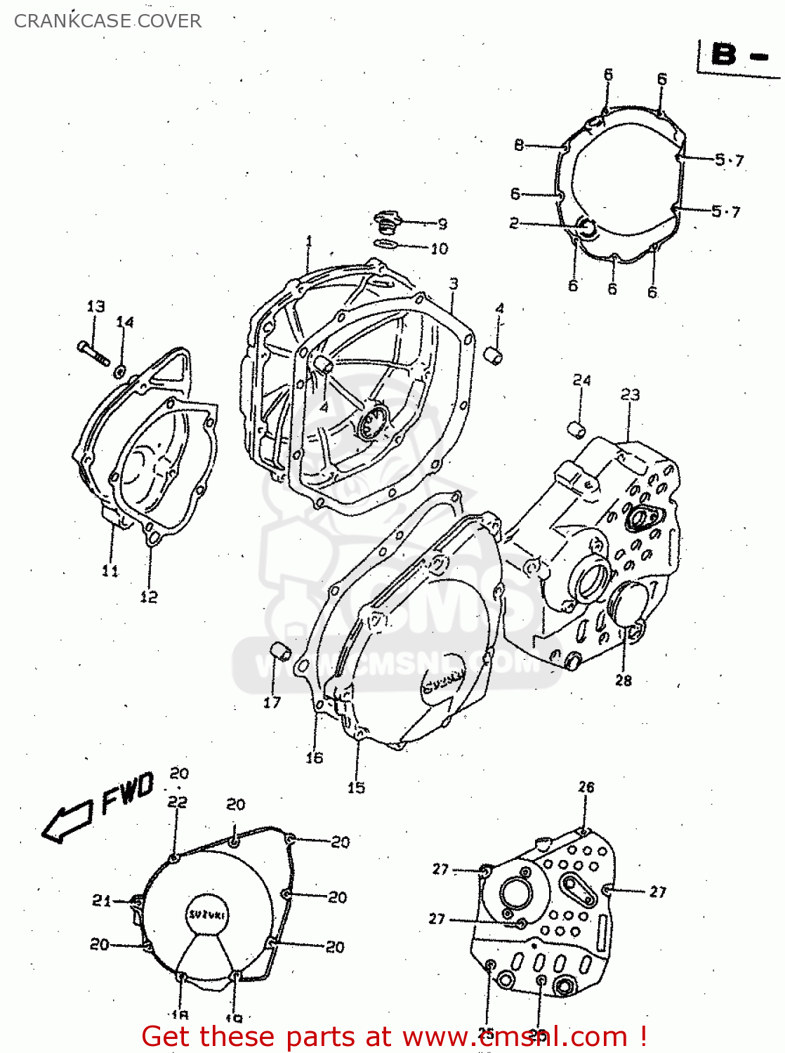 CRANKCASE COVER GSX750F 1999 (X) (E02 E04 E17 E18 E22 E24 E25 E34)