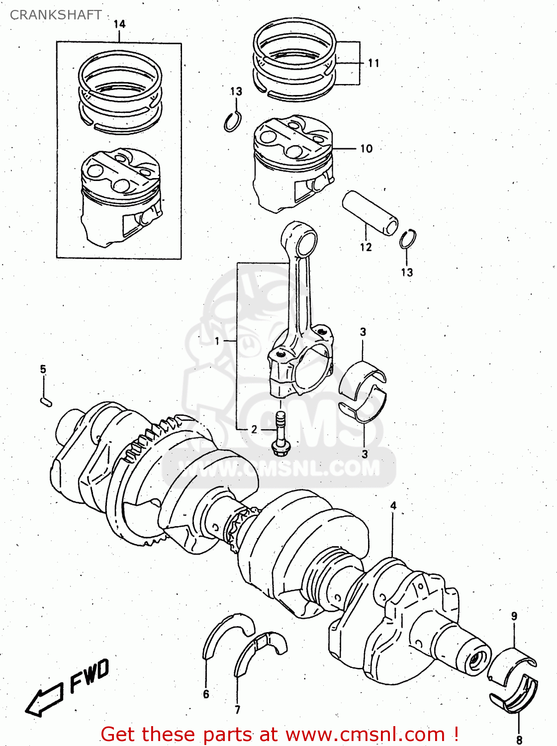 CRANKSHAFT GSX750F 1999 (X) (E02 E04 E17 E18 E22 E24 E25 E34)