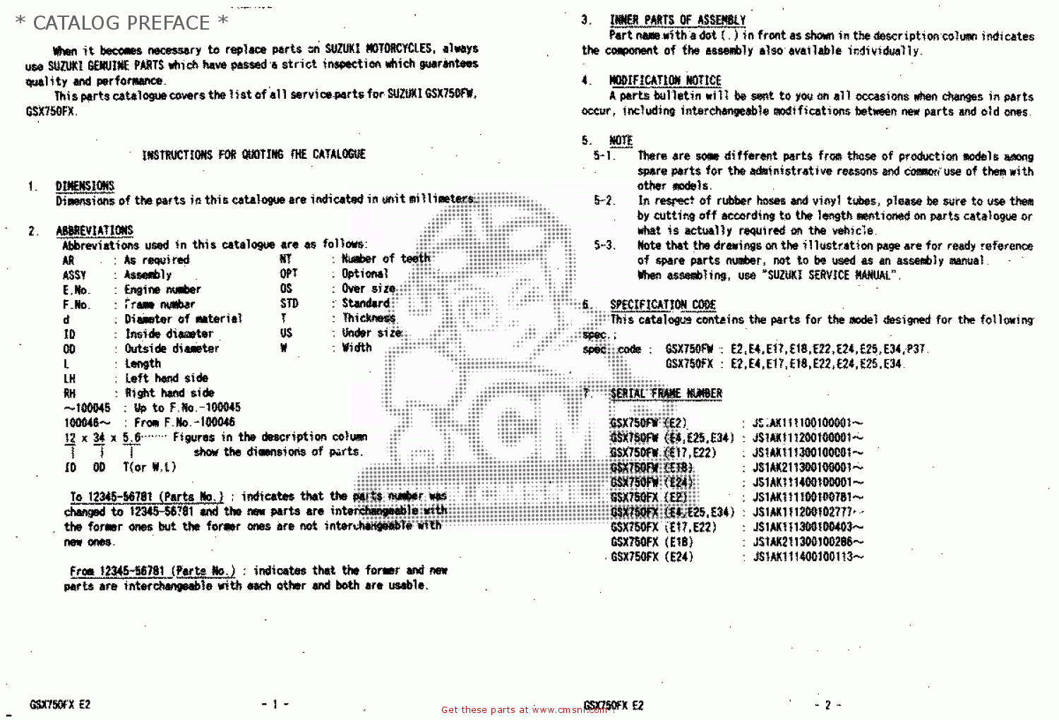 * CATALOG PREFACE * GSX750F 1999 (X) (E02 E04 E17 E18 E22 E24 E25 E34)