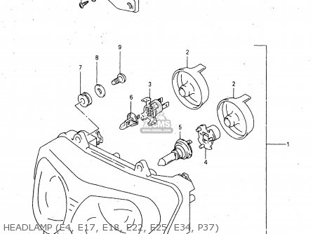 HEADLAMP (E4, E17, E18, E22, E25, E34, P37) - GSX750F 2000 (Y)
