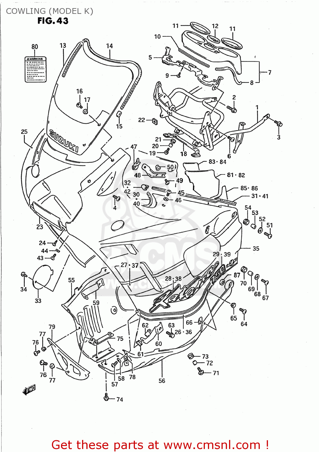 COWLING (MODEL K) GSX750F KATANA 1989 (K) USA (E03)