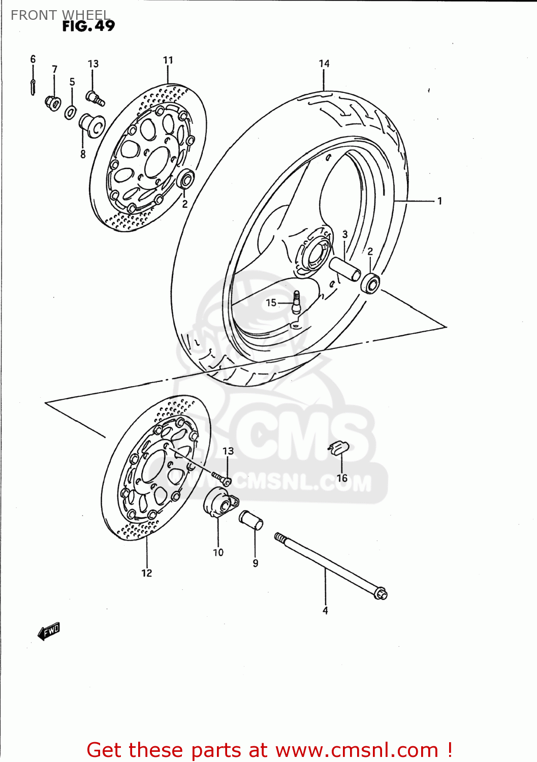 FRONT WHEEL GSX750F KATANA 1989 (K) USA (E03)